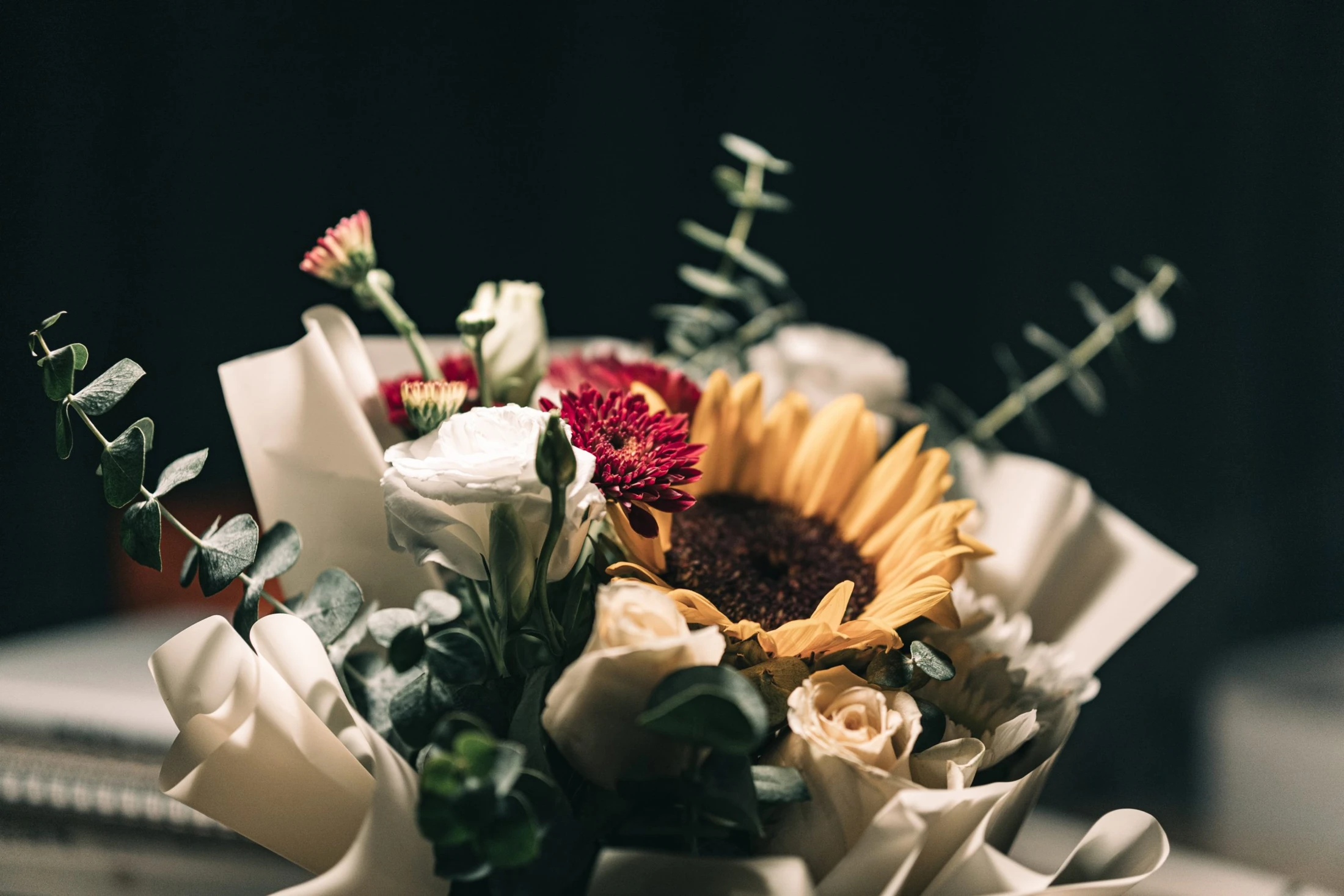 Une composition de fleurs présentée sur le site Brodard